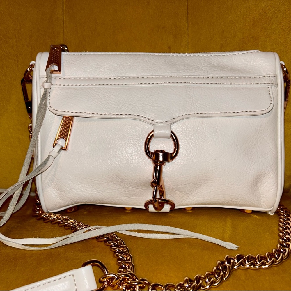 Rebecca Minkoff Mini MAC Crossbody (White and Rose Gold)